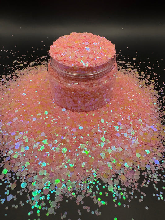 -Sakura- Pale Orange/ Peach High Flash Fairy Lights, Glow Mini Chunk Glitter
