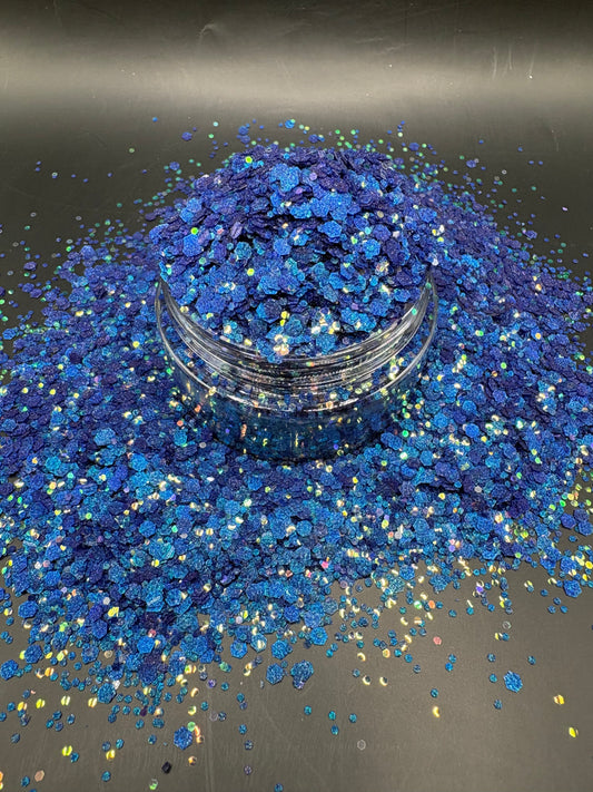 -Starry Starry Night- Navy Blue and Glow Custom Mixed Glitter