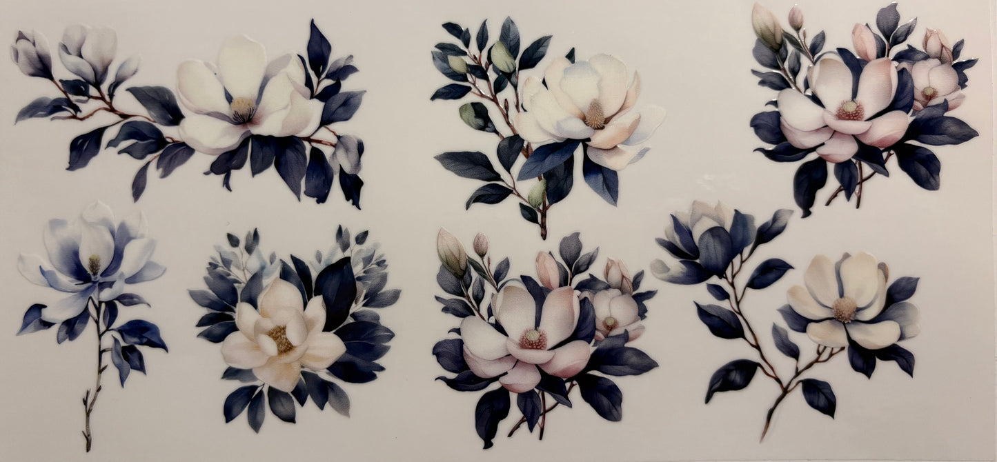 Navy Blue and White Flowers