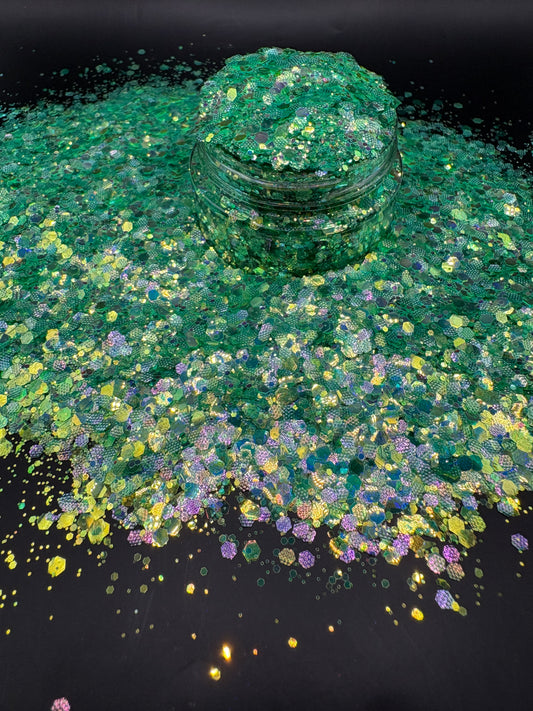 -Ikigai- Green Custom Chunky Mixed Glitter, Limited