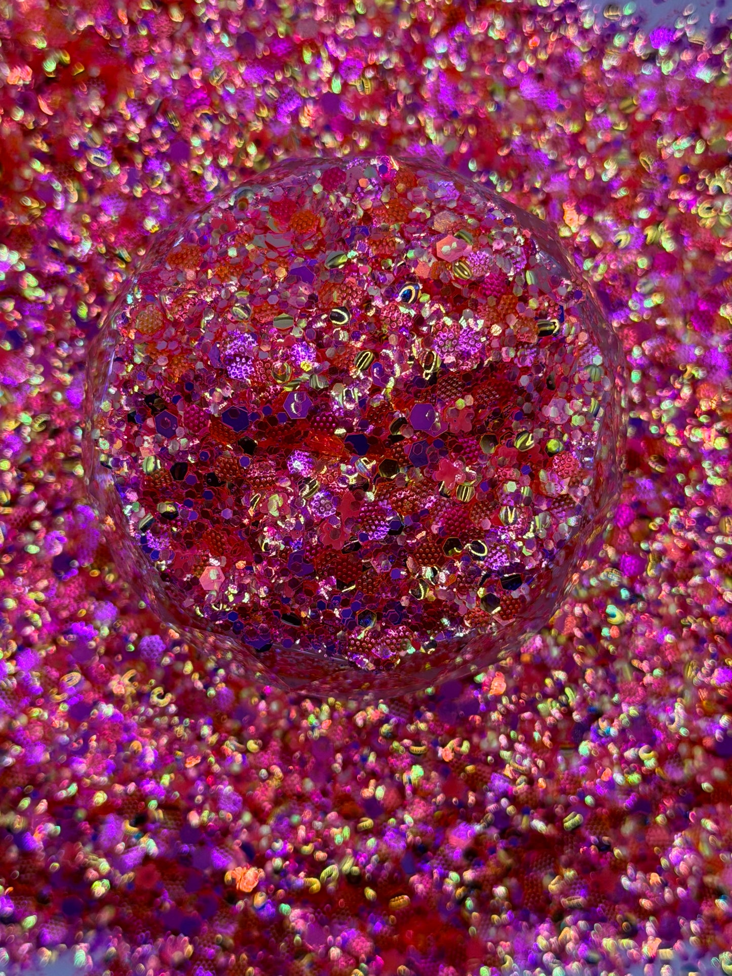 -Flower Child- Embossed Custom Chunky Glitter Mix with Hot Pink Glow Flowers