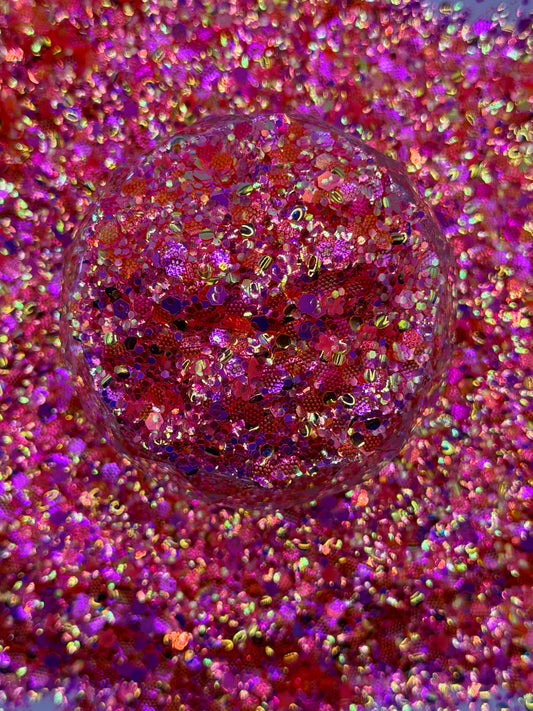 -Flower Child- Embossed Custom Chunky Glitter Mix with Hot Pink Glow Flowers