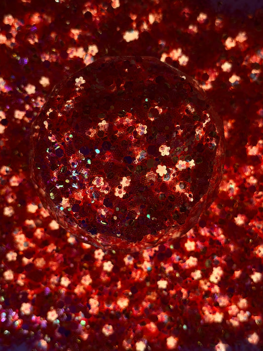 -Flower Child- Embossed Custom Chunky Glitter Mix with Hot Pink Glow Flowers