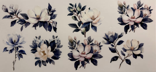 Navy Blue and White Flowers