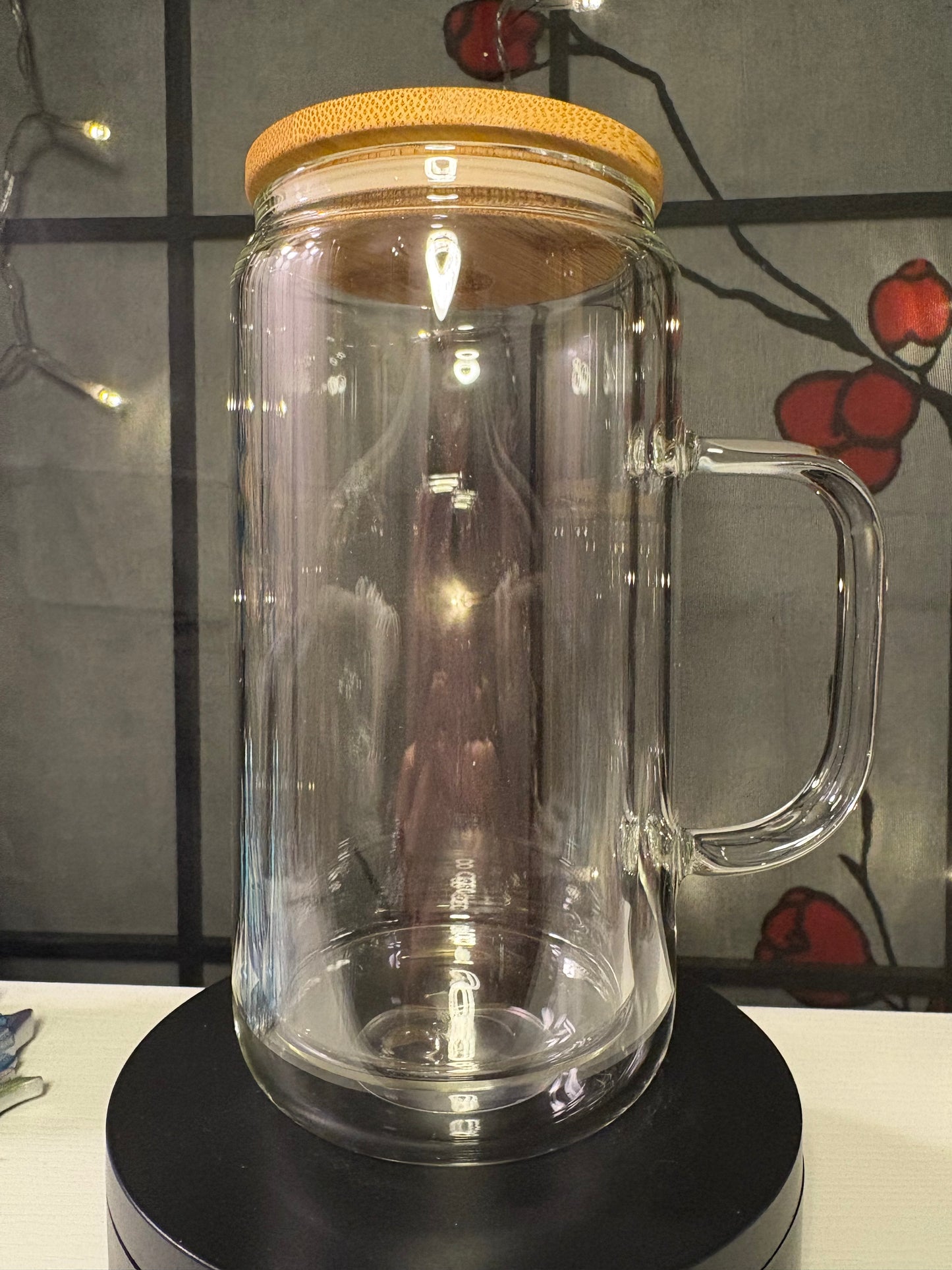 16 Oz Glass Snowglobe with handle