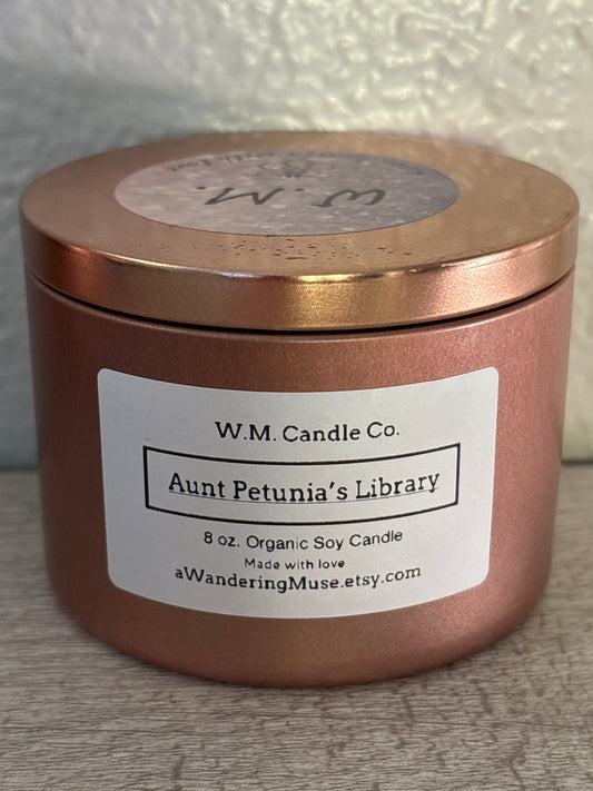 -Aunt Petunia’s Library- 8oz Organic Soy Candle