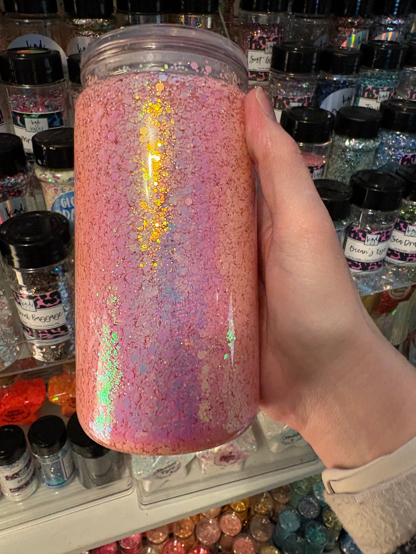 16oz Snowglobe Blank Pink