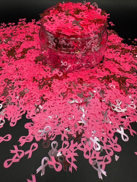 -Cancer Awareness Ribbons- Custom Limited Shape Mix Glitter