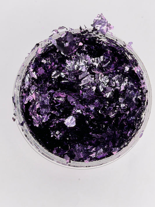 -Unfettered- Deep Warm Violet/Brown/ Charcoal Metallic Foil Flakes