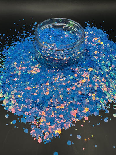 -Constellations-  High Flash Blue/Coral /Colorshift Chunky Mix Glitter