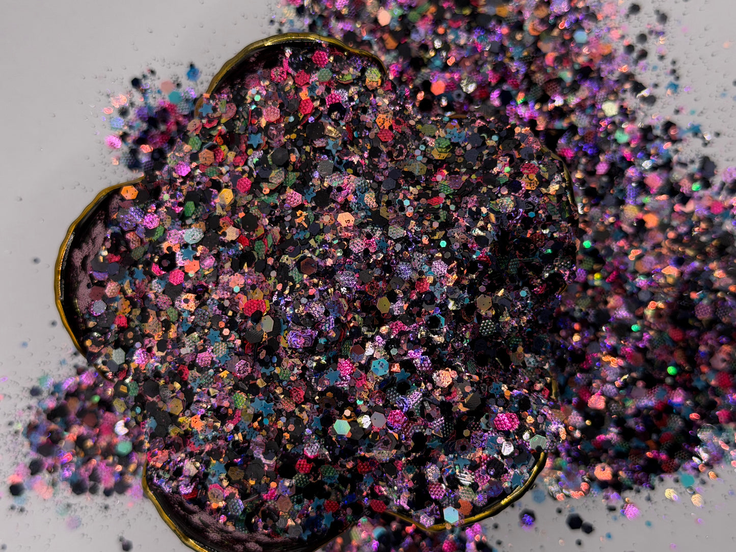 -Riot- Muti-Colored Mix, and Textured Iridescent Glitter With Blue Glow Stars