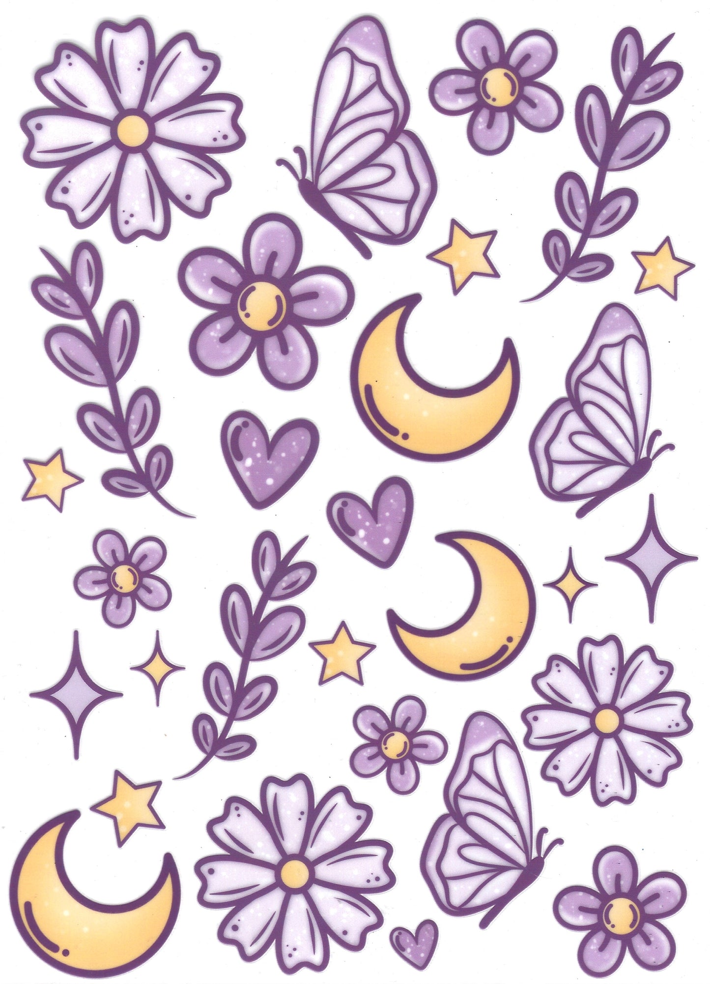Moons, Flowers (personal favorite) Transfer Sheet