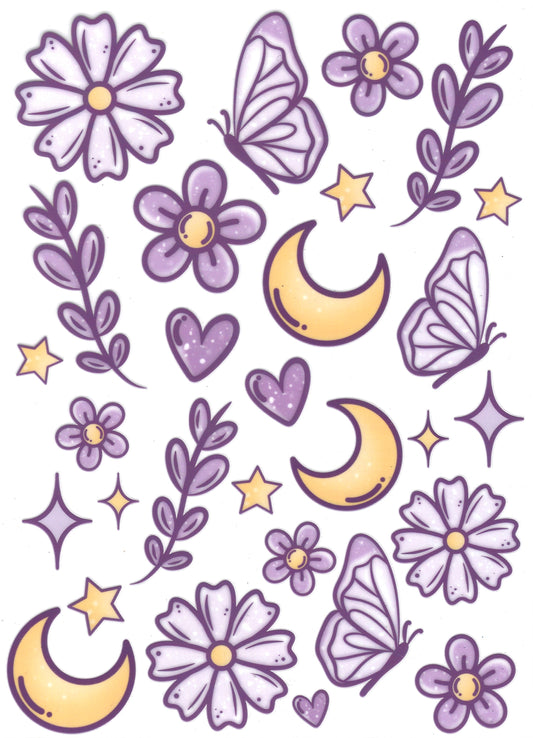 Moons, Flowers (personal favorite) Transfer Sheet