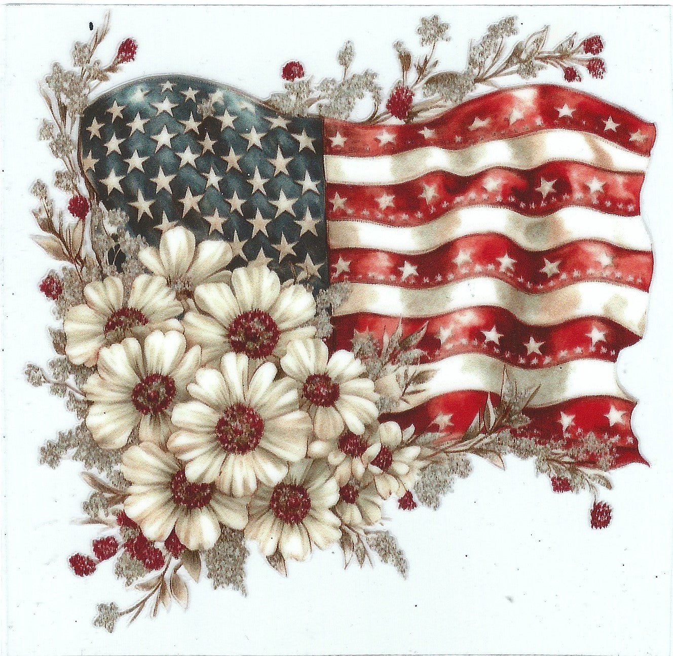 American Flag and Flowers