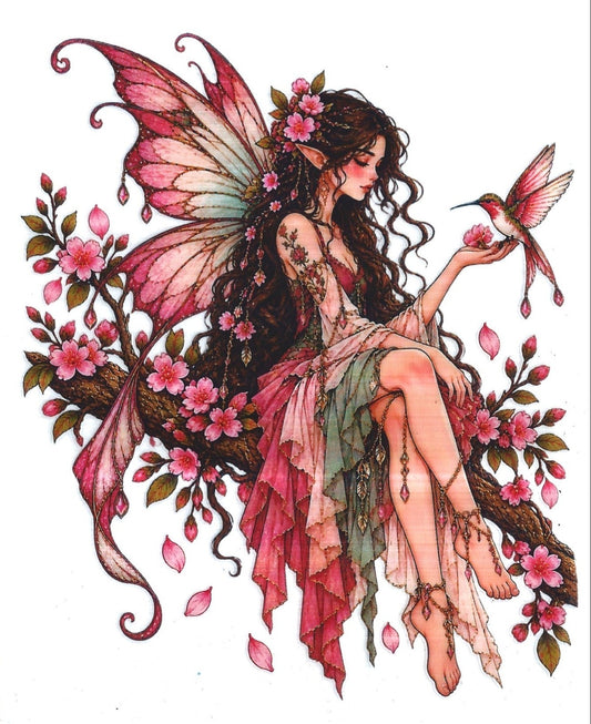 - Fairy with Hummingbird- Art By Musie Originally Designed UVDTF- Printed by 216