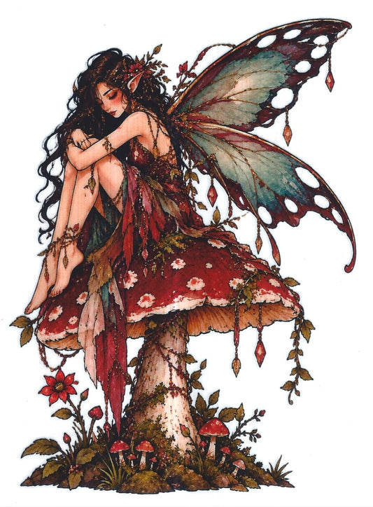 -Fairy on a Mushroom- Art By Musie Originally Designed UVDTF- Printed by 216